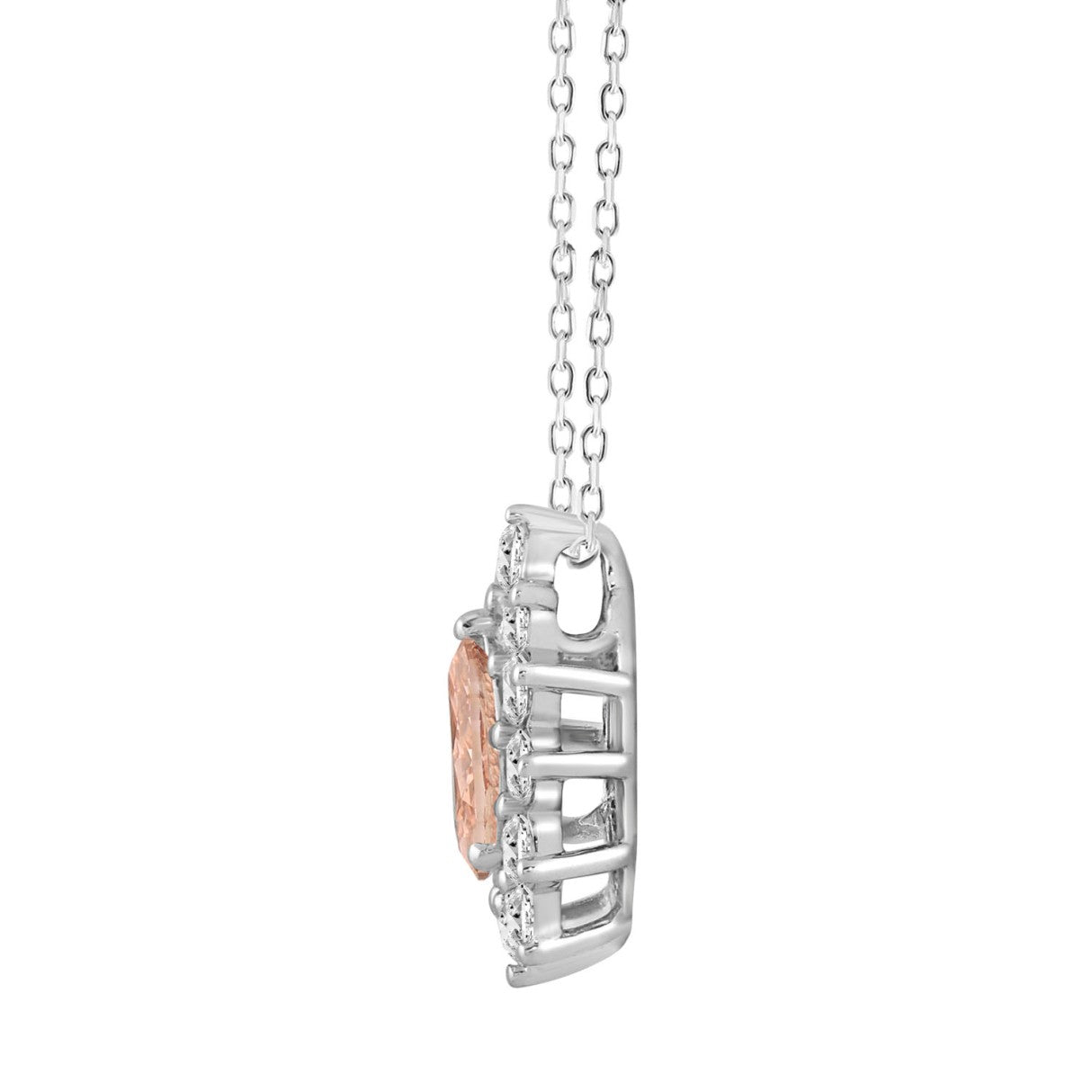 ETERNAL BLUSH COLLECTION LADIES PENDANT 2 1/2CT ROUND/PEAR DIAMOND 14K WHITE GOLD  (CENTER STONE PINK PEAR DIAMOND 1 1/2 CT)