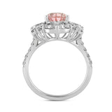 14K WHITE/ROSE GOLD 4 1/2CT ROUND/PEAR/MARQUISE DIAMOND LADIES RING (CENTER STONE PINK PEAR DIAMOND 2.00CT