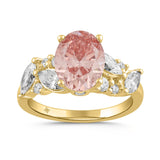 LADIES RING 3 1/4CT ROUND/MARQUISE/OVAL DIAMOND 14K YELLOW GOLD (CENTER STONE OVAL DIAMOND 2CT )