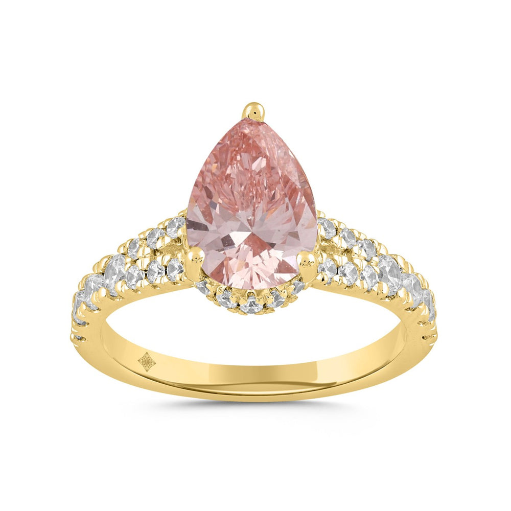 LADIES RING 2 3/4CT ROUND/PEAR DIAMOND 14K YELLOW GOLD (CENTER STONE PEAR DIAMOND 2CT )