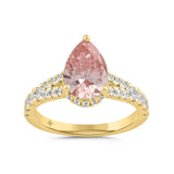 LADIES RING 2 3/4CT ROUND/PEAR DIAMOND 14K YELLOW GOLD (CENTER STONE PEAR DIAMOND 2CT )