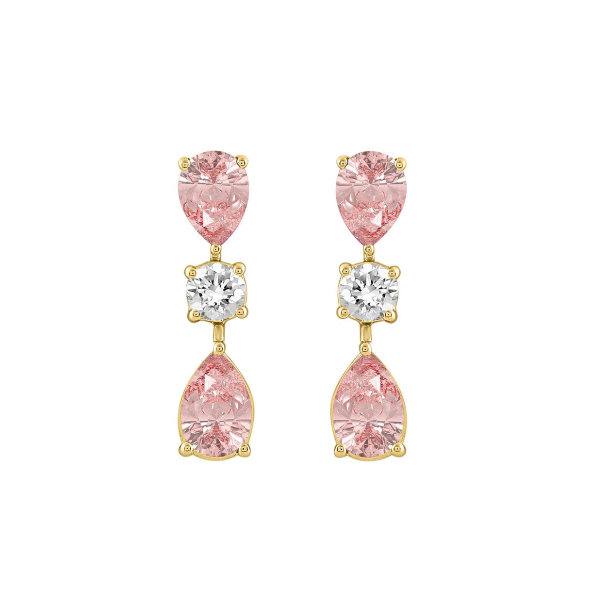 14K YELLOW GOLD 5 1/2CT ROUND/PEAR DIAMOND LADIES EARRINGS