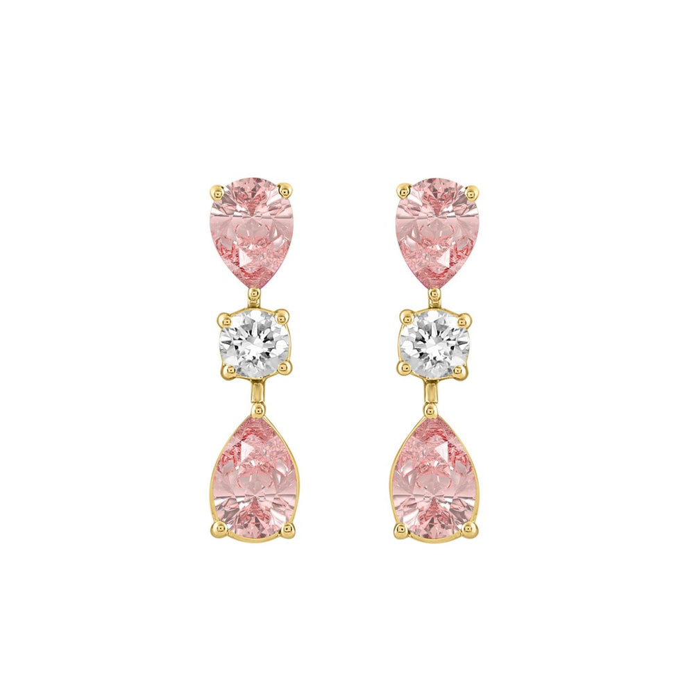 14K YELLOW GOLD 5 1/2CT ROUND/PEAR DIAMOND LADIES EARRINGS
