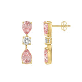 14K YELLOW GOLD 5 1/2CT ROUND/PEAR DIAMOND LADIES EARRINGS