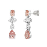 14K WHITE GOLD 3 1/2CT OVAL/PEAR DIAMOND LADIES EARRINGS (PINK PEAR DIAMOND)