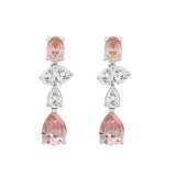 14K WHITE/ROSE GOLD 3 1/2CT OVAL/PEAR DIAMOND LADIES EARRINGS (PINK PEAR DIAMOND)