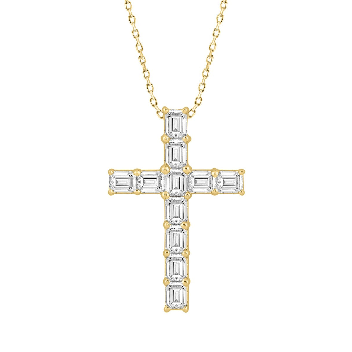 LADIES PENDANT 3CT EMERALD DIAMOND 14K YELLOW GOLD 