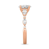14K ROSE GOLD 1/2CT ROUND/OVAL/MARQUISE DIAMOND LADIES RING (CENTER STONE OVAL DIAMOND 2CT)