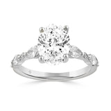 14K WHITE GOLD 2 1/2CT ROUND/OVAL/MARQUISE DIAMOND LADIES RING (CENTER STONE OVAL DIAMOND 2CT)