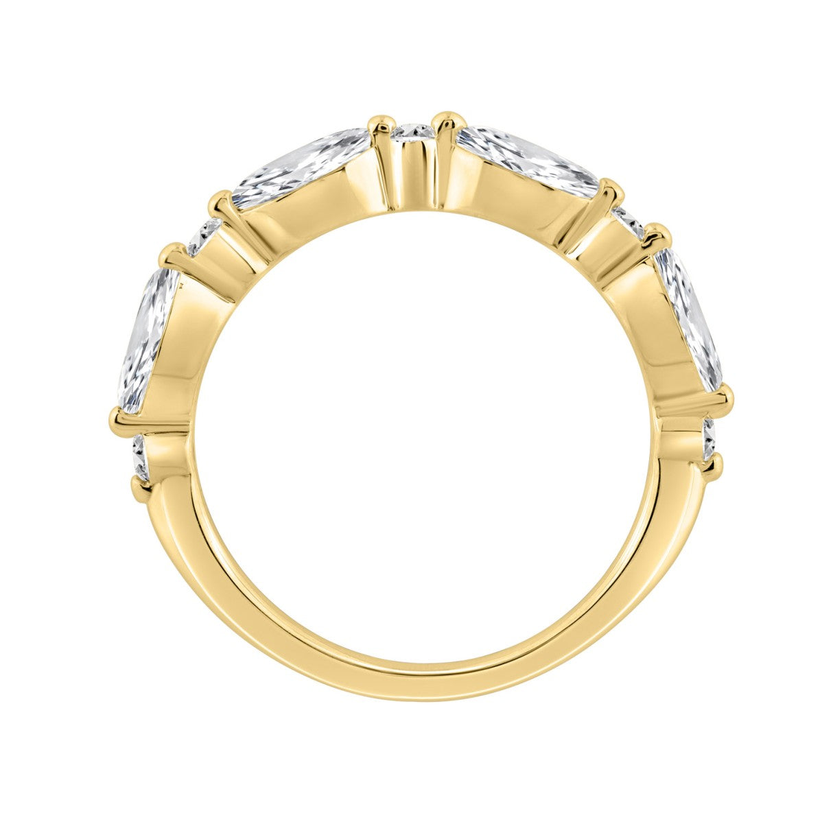 14K YELLOW GOLD 3/4CT ROUND/MARQUISE DIAMOND LADIES BAND 