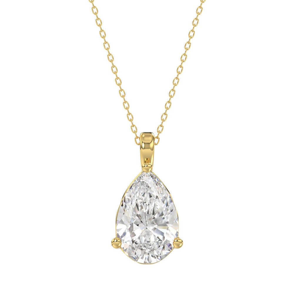 LADIES SOLITAIRE PENDANT 4CT PEAR DIAMOND 14K YELLOW GOLD 