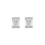 LADIES SOLITAIRE EARRINGS 2 1/2CT EMERALD DIAMOND 14K WHITE GOLD 
