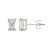 LADIES SOLITAIRE EARRINGS 2 1/2CT EMERALD DIAMOND 14K WHITE GOLD 