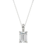 LADIES SOLITAIRE PENDANT WITH CHAIN 2 1/2CT EMERALD DIAMOND 14K WHITE GOLD 