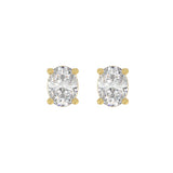LADIES SOLITAIRE EARRINGS 2 1/2CT OVAL DIAMOND 14K YELLOW GOLD 