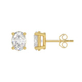 LADIES SOLITAIRE EARRINGS 2 1/2CT OVAL DIAMOND 14K YELLOW GOLD 