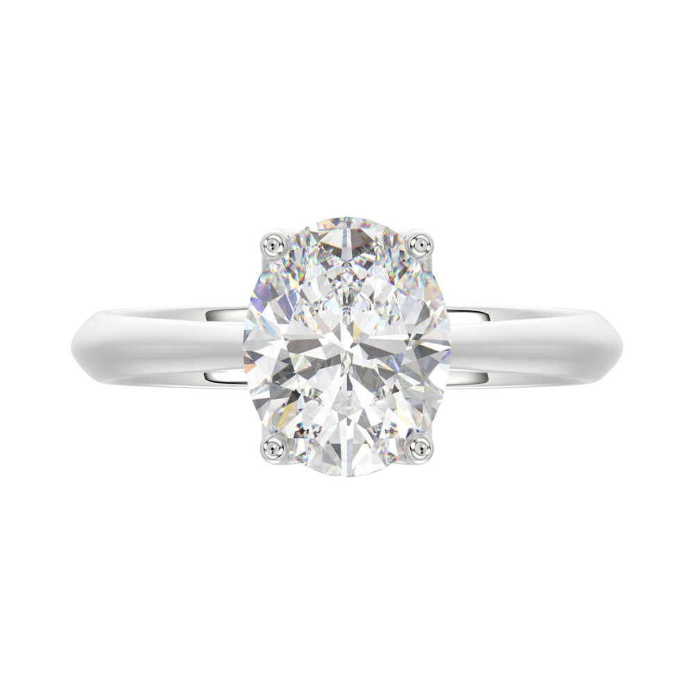 LADIES SOLITAIRE RING 2 1/2CT OVAL DIAMOND 14K WHITE GOLD 