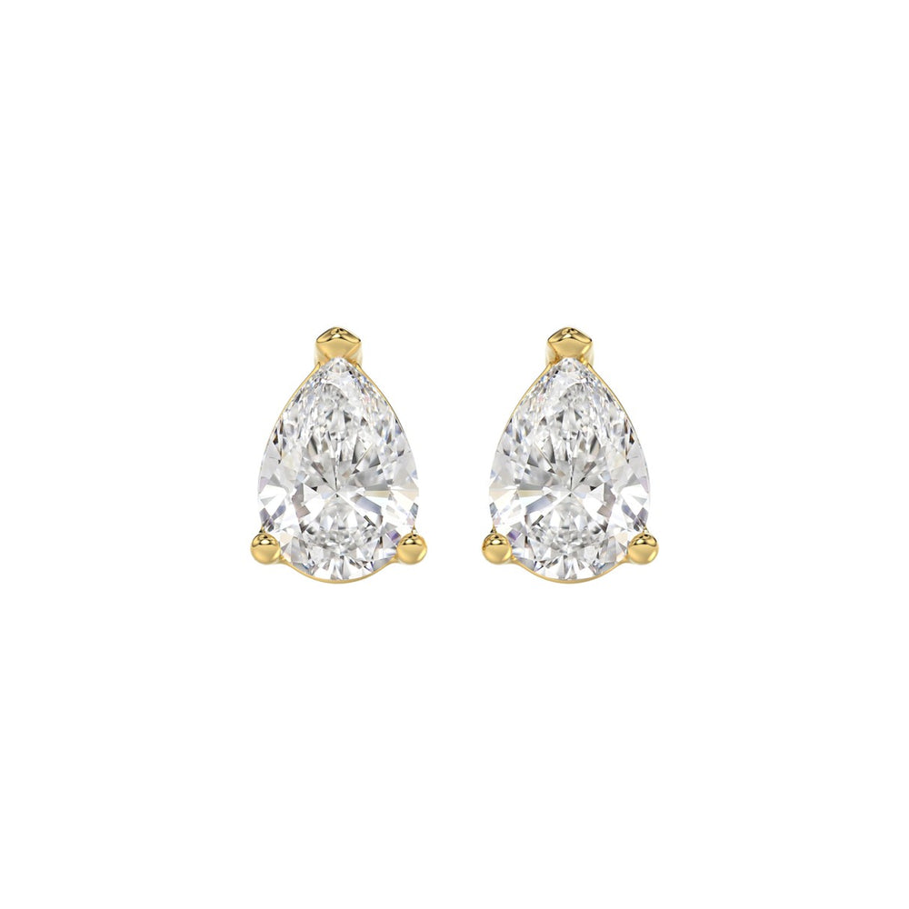 LADIES SOLITAIRE EARRINGS 2 1/2CT PEAR DIAMOND 14K YELLOW GOLD 