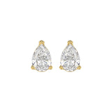 LADIES SOLITAIRE EARRINGS 2 1/2CT PEAR DIAMOND 14K YELLOW GOLD 