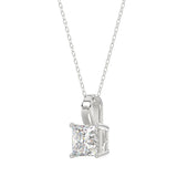 LADIES SOLITAIRE PENDANT WITH CHAIN 2 1/2CT PRINCESS DIAMOND 14K WHITE GOLD 
