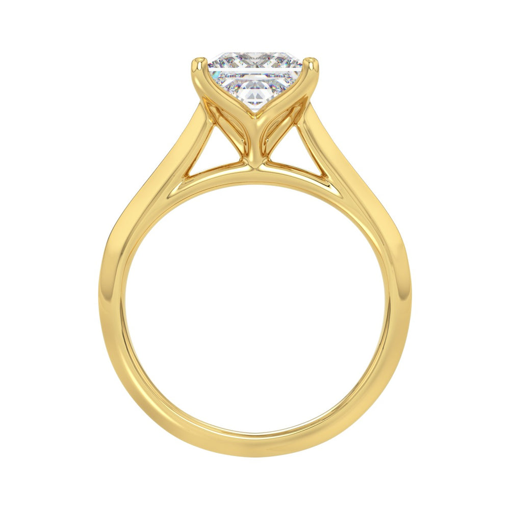 LADIES SOLITAIRE RING 2 1/2CT PRINCESS DIAMOND 14K YELLOW GOLD 