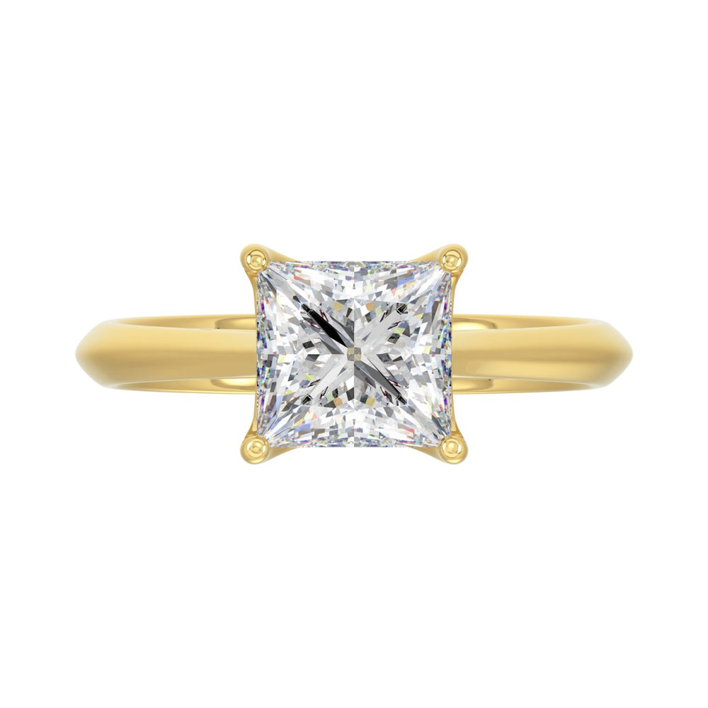 LADIES SOLITAIRE RING 2 1/2CT PRINCESS DIAMOND 14K YELLOW GOLD 