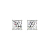 LADIES SOLITAIRE EARRINGS 2 1/2CT PRINCESS DIAMOND 14K WHITE GOLD 