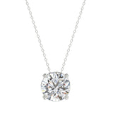 LADIES SOLITAIRE PENDANT WITH UNDER-PASS CHAIN 2 1/2CT ROUND DIAMOND 14K WHITE GOLD 