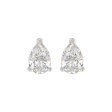 LADIES SOLITAIRE EARRINGS 4.00CT PEAR DIAMOND 14K WHITE GOLD 