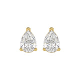 LADIES SOLITAIRE EARRINGS 4.00CT PEAR DIAMOND 14K YELLOW GOLD 