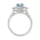 14K WHITE GOLD 3.00CT ROUND/OVAL/HALF MOON DIAMOND LADIES RING (CENTER STONE BLUE OVAL DIAMOND 2CT)