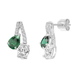 14K WHITE GOLD 2 1/2CT ROUND/OVAL/GREEN EMERALD PEAR DIAMOND LADIES EARRING (GREEN EMERALD PEAR 1.00CT)