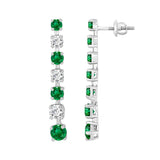 14K WHITE GOLD 3.00CT ROUND DIAMOND LADIES EARRINGS (GREEN EMERALD ROUND 2 1/5CT)