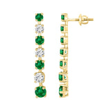 14K YELLOW GOLD 3.00CT ROUND DIAMOND LADIES EARRINGS (GREEN EMERALD ROUND 2 1/5CT)