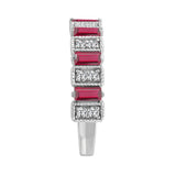 LADIES BAND 1/3CT ROUND/BAGUETTE DIAMOND 14K WHITE GOLD (CENTER STONE RUBY DIAMOND 3/4CT )