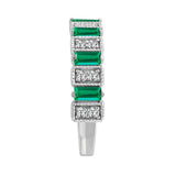 LADIES BAND 1/3CT ROUND/BAGUETTE/EMERALD DIAMOND 14K WHITE GOLD (CENTER STONE EMERALD DIAMOND 3/4CT )