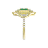 14K YELLOW GOLD 1 1/6CT ROUND/BAGUETTE/EMERALD DIAMOND LADIES RING (GREEN EMERALD BAGUETTE DIAMOND 1/6CT)