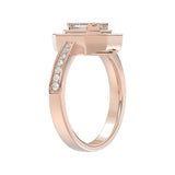 LADIES RING 3/4CT ROUND/BAGUETTE/PRINCESS TRAPEZOID RUBY DIAMOND 14K ROSE GOLD