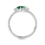 14K WHITE GOLD 1 1/4CT ROUND/PEAR EMERALD GREEN DIAMOND LADIES RING (GREEN EMERALD PEAR 1/2CT)