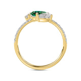 14K YELLOW GOLD 1 1/4CT ROUND/PEAR EMERALD GREEN DIAMOND LADIES RING (GREEN EMERALD PEAR1/2CT)