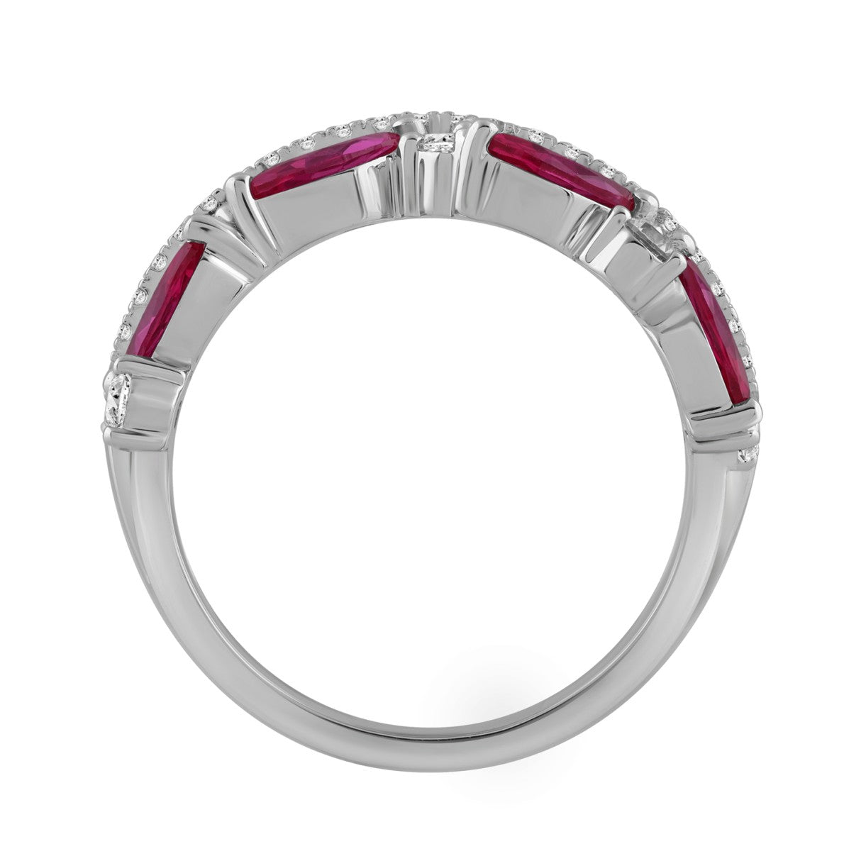 14K WHITE GOLD 2.00CT ROUND/MARQUISE DIAMOND LADIES RING (RUBY DIAMOND 1 1/2CT)