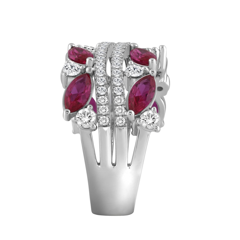 14K WHITE GOLD 2.00CT ROUND/MARQUISE DIAMOND LADIES RING (RUBY DIAMOND 1 1/2CT)