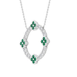 14K WHITE GOLD 1/4CT ROUND DIAMOND LADIES PENDANT (GREEN EMERALD ROUND 1/5CT)