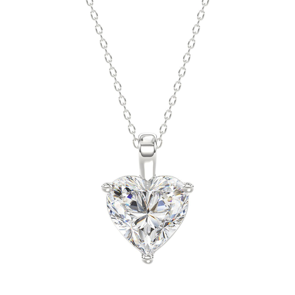 LADIES SOLITAIRE PENDANT 4.00CT HEART DIAMOND 14K WHITE GOLD 