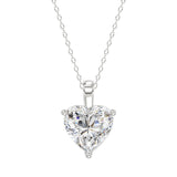 LADIES SOLITAIRE PENDANT 4.00CT HEART DIAMOND 14K WHITE GOLD 