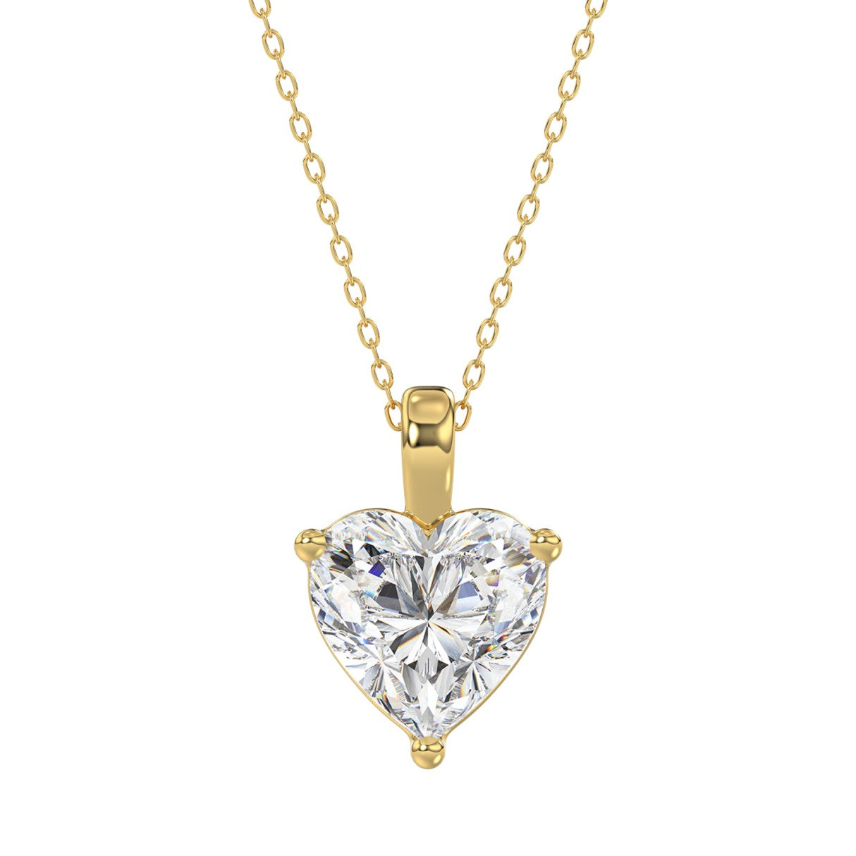 LADIES SOLITAIRE PENDANT 4.00CT HEART DIAMOND 14K YELLOW GOLD 