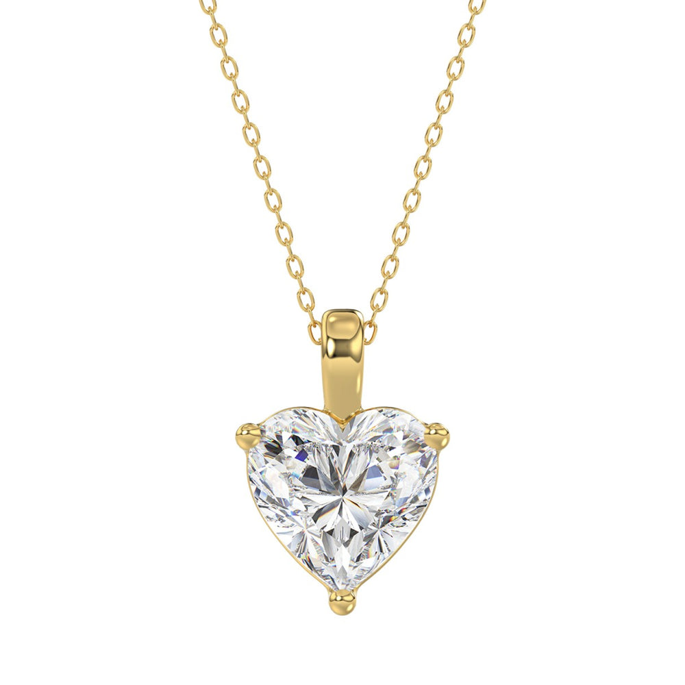 LADIES SOLITAIRE PENDANT 4.00CT HEART DIAMOND 14K YELLOW GOLD 