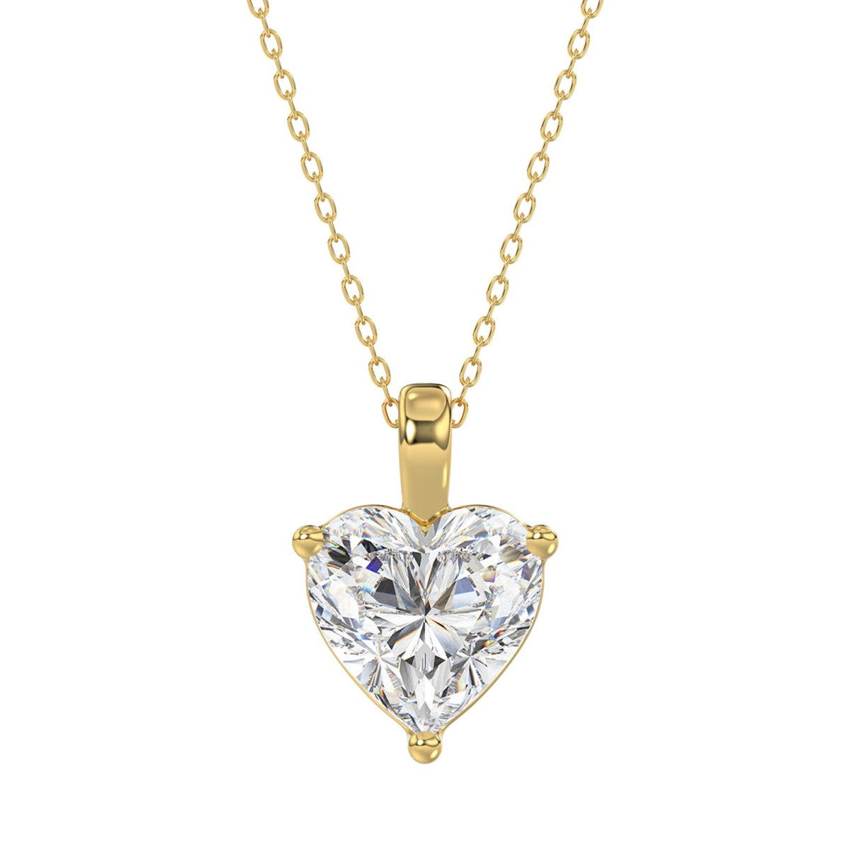 LADIES SOLITAIRE PENDANT 4.00CT HEART DIAMOND 14K YELLOW GOLD 