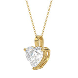 LADIES SOLITAIRE PENDANT 4.00CT HEART DIAMOND 14K YELLOW GOLD 