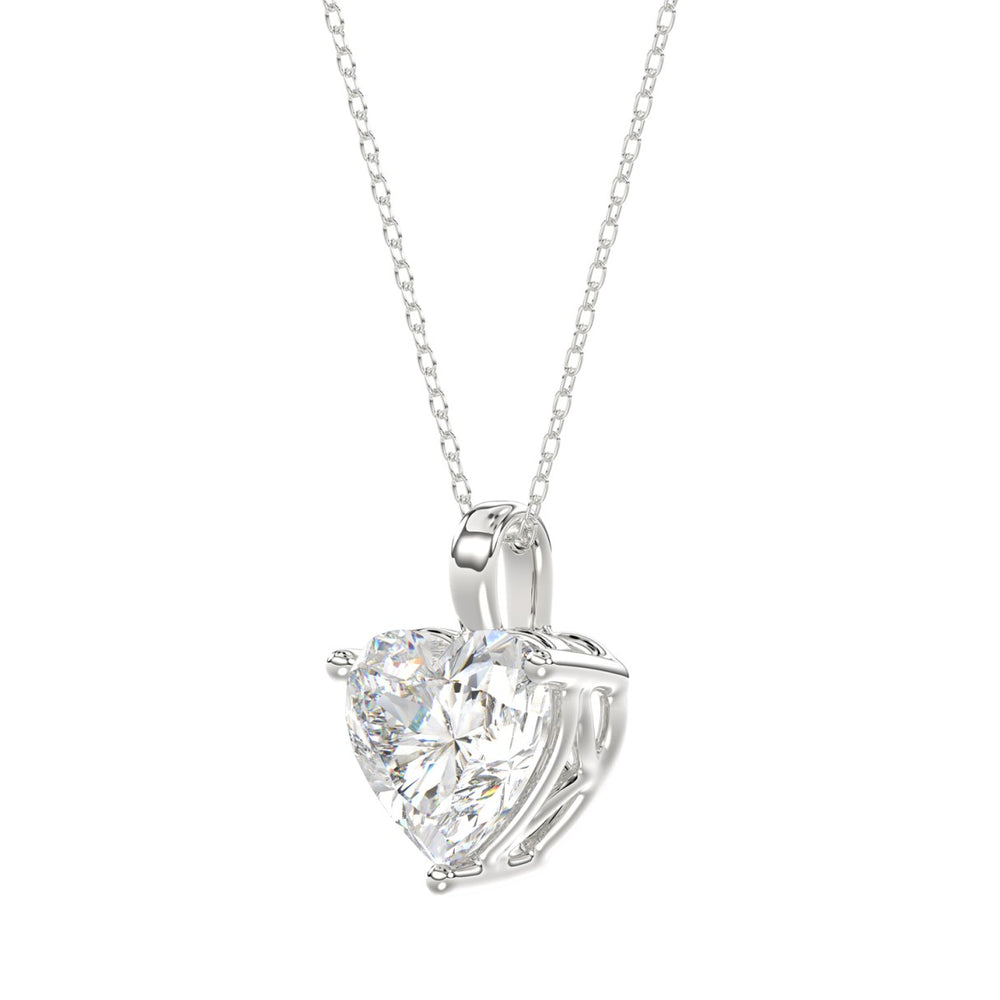 LADIES SOLITAIRE PENDANT 2 1/2CT HEART DIAMOND 14K WHITE GOLD 